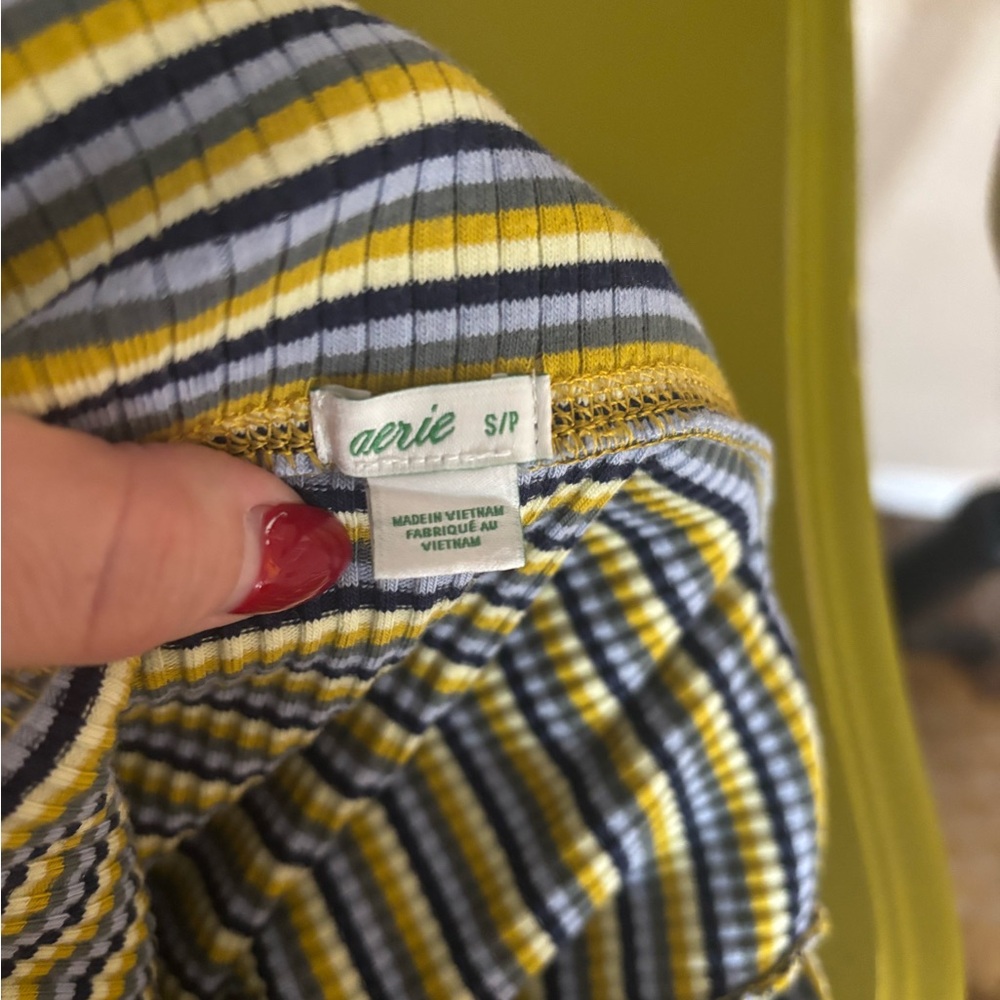 Aerie Mustard Striped Midi Skirt S